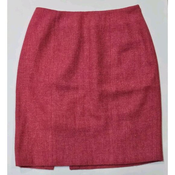 Linda Allard Ellen Tracy Pink 100% Wool Skirt Size 8 Petite 8P Lined Rear Slit - Picture 1 of 8